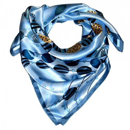 lorenzo cana Scarf for Women light blue blue gold silk floral LORENZO CANA