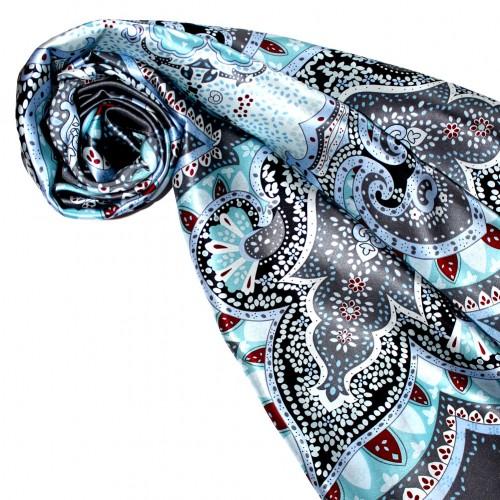 Lorenzo Cana Scarf For Women Light Blue Grey Red Silk Floral LORENZO CANA