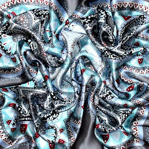 Lorenzo Cana Scarf For Women Light Blue Grey Red Silk Floral LORENZO CANA