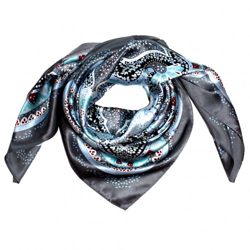 lorenzo cana Scarf for Women light blue grey red silk floral LORENZO CANA lorenzo cana Scarf for Women light blue grey red silk floral LORENZO CANA