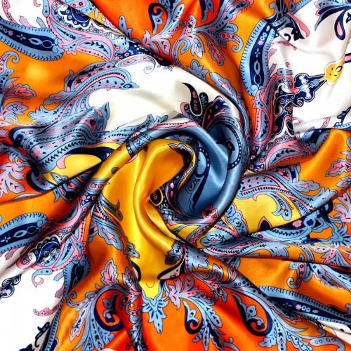 Lorenzo Cana Scarf For Women Orange Yellow Blue Silk Floral LORENZO CANA