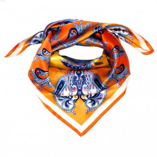 lorenzo cana Scarf for Women orange yellow blue silk floral LORENZO CANA