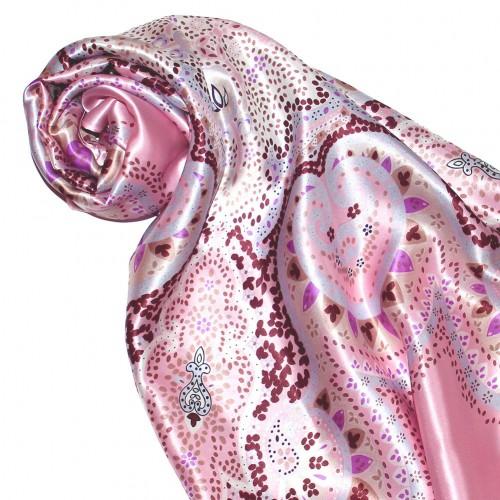 Lorenzo Cana Scarf For Women Pink Light Grey Purple Silk Floral LORENZO CANA