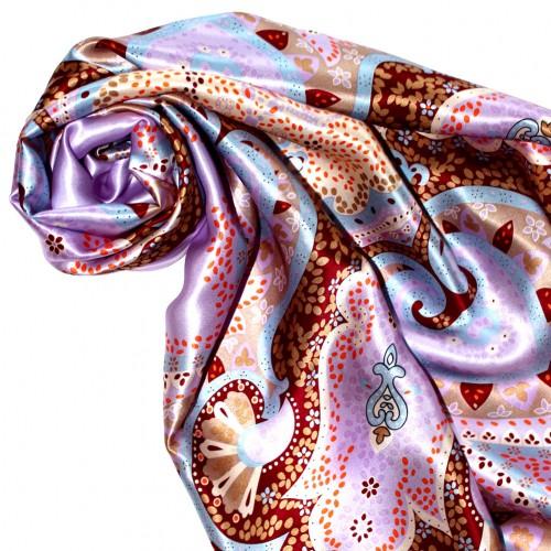 Lorenzo Cana Scarf For Women Purple Purple Light Blue Brown Silk Floral LORENZO CANA