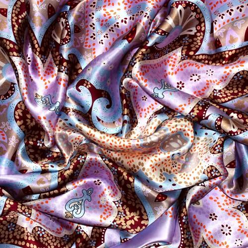 Lorenzo Cana Scarf For Women Purple Purple Light Blue Brown Silk Floral LORENZO CANA