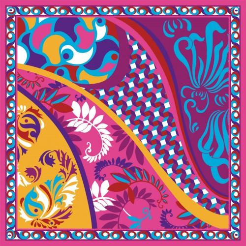 Lorenzo Cana Scarf For Women Purple Purple Pink Turquoise Silk Floral LORENZO CANA