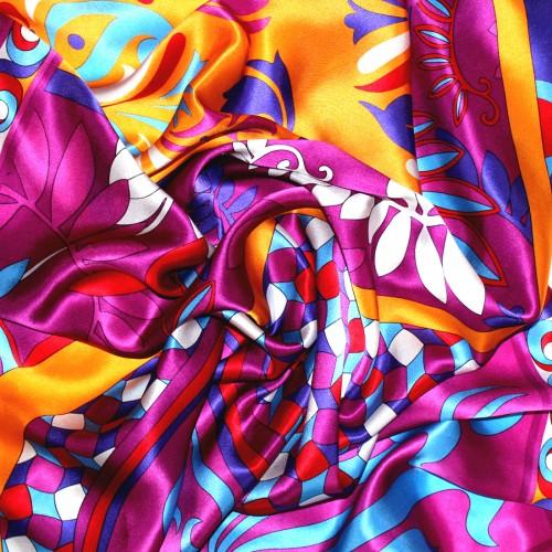 Lorenzo Cana Scarf For Women Purple Purple Pink Turquoise Silk Floral LORENZO CANA