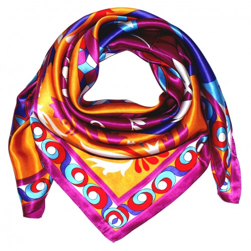 lorenzo cana Scarf for Women purple purple pink turquoise silk floral LORENZO CANA