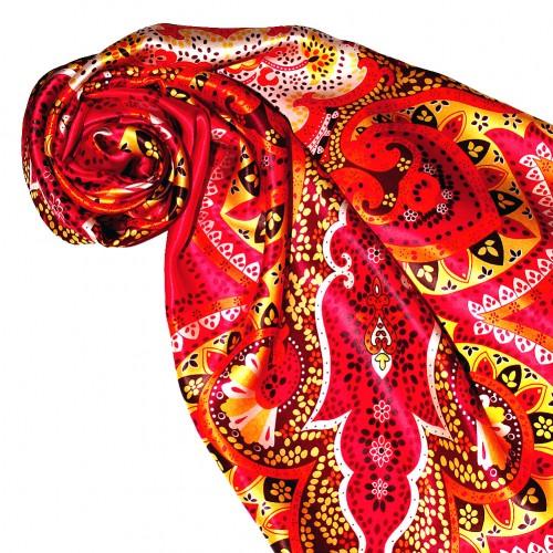 Lorenzo Cana Scarf For Women Red Berry Yellow Silk Floral LORENZO CANA