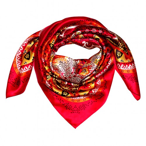 lorenzo cana Scarf for Women red berry yellow silk floral LORENZO CANA