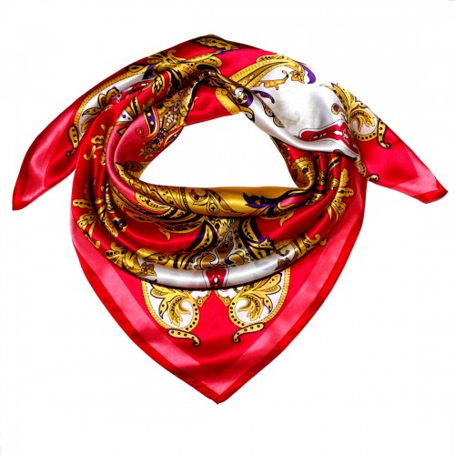 lorenzo cana Scarf for Women red pink yellow white silk floral LORENZO CANA