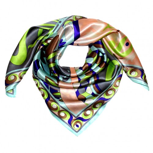 Lorenzo Cana Scarf For Women Turquoise Orange Grey Green Silk Floral LORENZO CANA