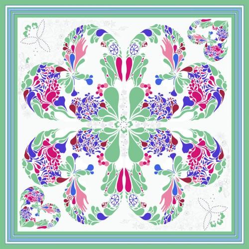 Lorenzo Cana Scarf Men 100% Silk Light Green Pink Violet Floral LORENZO CANA