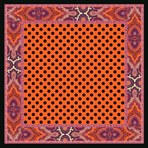 lorenzo cana Scarf Men 100% Silk orange black violet dots LORENZO CANA
