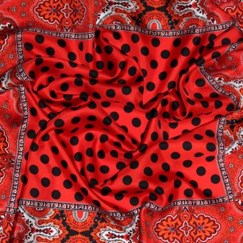 lorenzo cana Scarf Men 100% Silk red black light grey dots LORENZO CANA