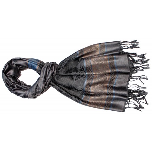 Lorenzo Cana Scarf Modal Elephant Pattern Gray Blue LORENZO CANA