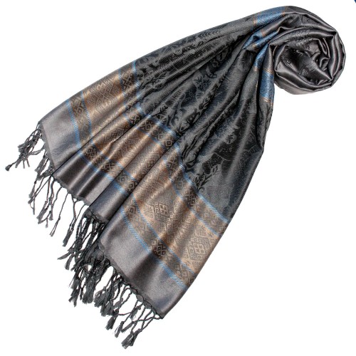 lorenzo cana Scarf Modal Elephant Pattern Gray Blue LORENZO CANA