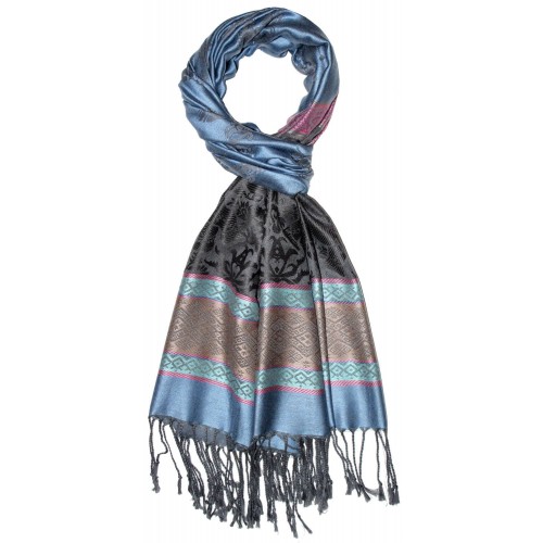 Lorenzo Cana Scarf Modal Elephant Pattern Light Blue Pink LORENZO CANA