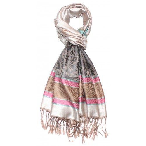 Lorenzo Cana Scarf Modal Elephant Pattern Pink Gray LORENZO CANA