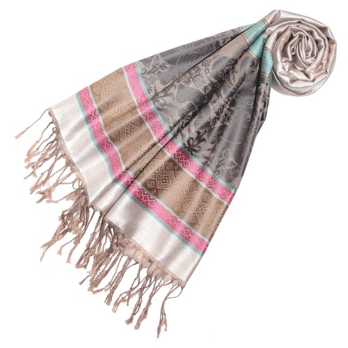 lorenzo cana Scarf Modal Elephant Pattern Pink Gray LORENZO CANA