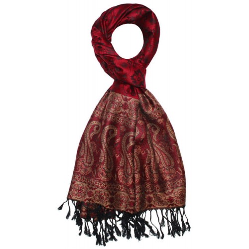 Lorenzo Cana Scarf Modal Raspberry Red Beige Black LORENZO CANA