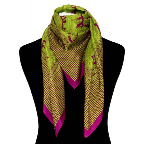 Lorenzo Cana Scarf Silk Cotton Paisley Green For Men LORENZO CANA