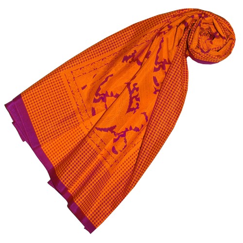 Lorenzo Cana Scarf Silk Cotton Paisley Lavender For Men LORENZO CANA