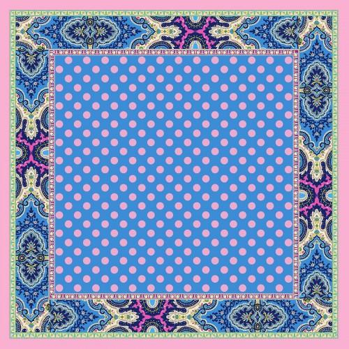 Lorenzo Cana Scarf Women 100% Silk Light Blue Pink Violet Dots LORENZO CANA