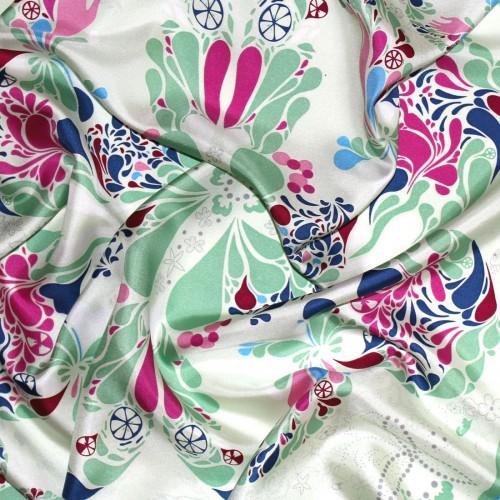lorenzo cana Scarf Women 100% Silk light green pink violet Floral LORENZO CANA