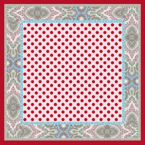 Lorenzo Cana Scarf Women 100% Silk Red Pink Blue Grey Dots LORENZO CANA