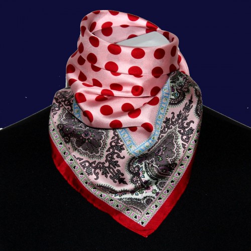 lorenzo cana Scarf Women 100% Silk red pink blue grey dots LORENZO CANA