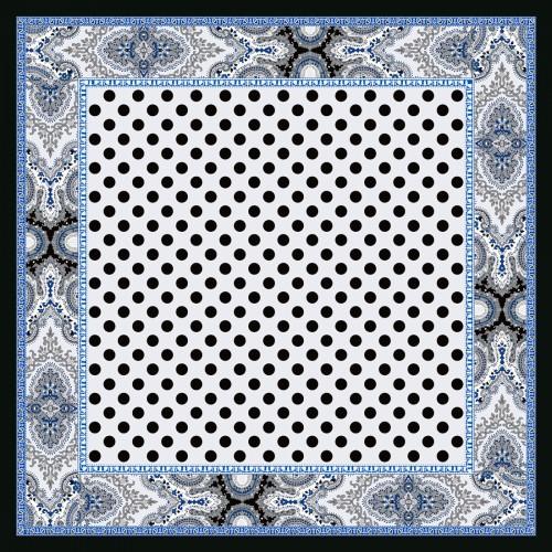 Lorenzo Cana Scarf Women 100% Silk Silver Black Blue Grey Dots LORENZO CANA