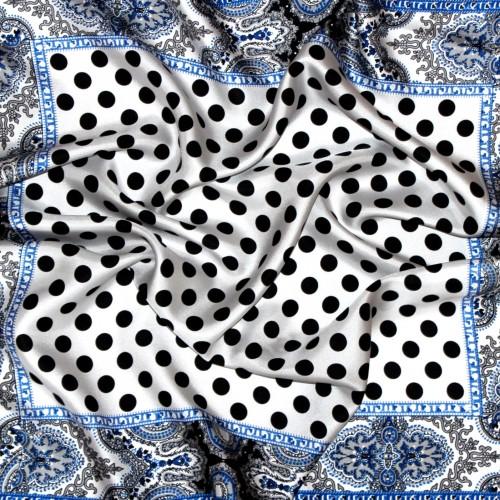 lorenzo cana Scarf Women 100% Silk silver black blue grey dots LORENZO CANA