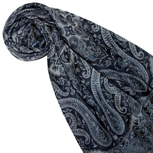 Lorenzo Cana Scarf Wool Blue Ecru Black LORENZO CANA