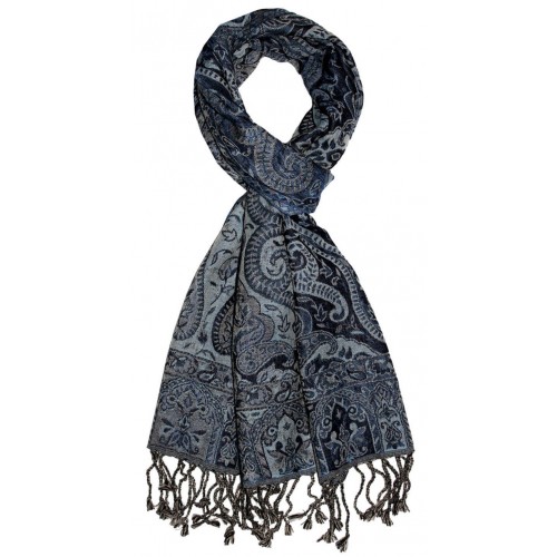 Lorenzo Cana Scarf Wool Blue Ecru Black LORENZO CANA