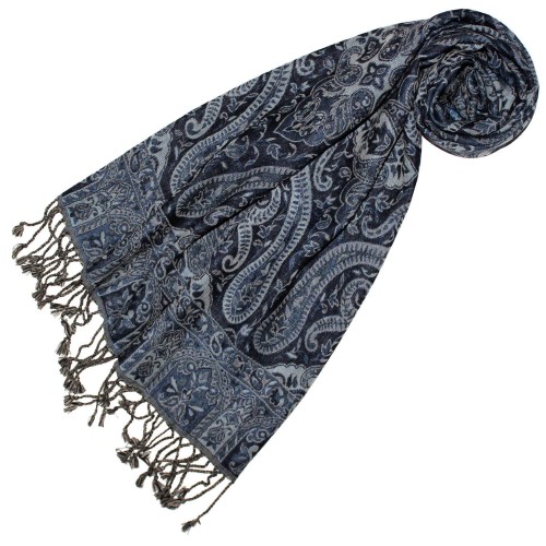 lorenzo cana Scarf Wool Blue Ecru Black LORENZO CANA