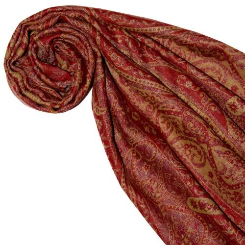 Lorenzo Cana Scarf Wool Hibiscus Red Ecru LORENZO CANA