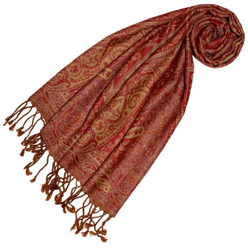 lorenzo cana Scarf Wool Hibiscus Red Ecru LORENZO CANA