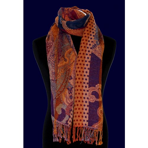 Lorenzo Cana Scarf Wool Paisley Brown Purple For Women LORENZO CANA
