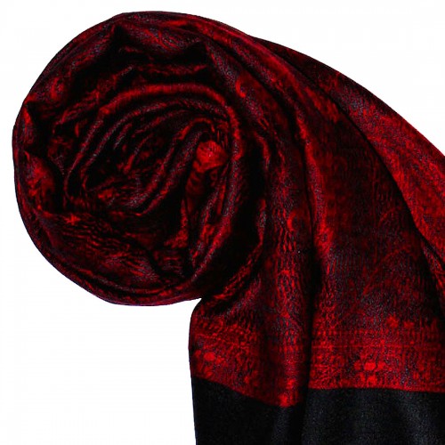 Lorenzo Cana Shawl Silk Wool Paisley Red Black For Women LORENZO CANA