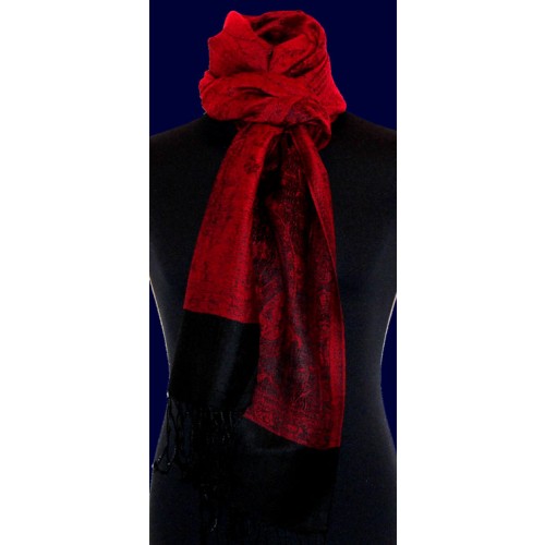 Lorenzo Cana Shawl Silk Wool Paisley Red Black For Women LORENZO CANA
