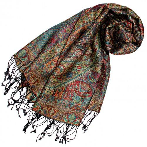 Lorenzo Cana Shawl Silk Wool Paisley Red Blue Yellow For Men LORENZO CANA