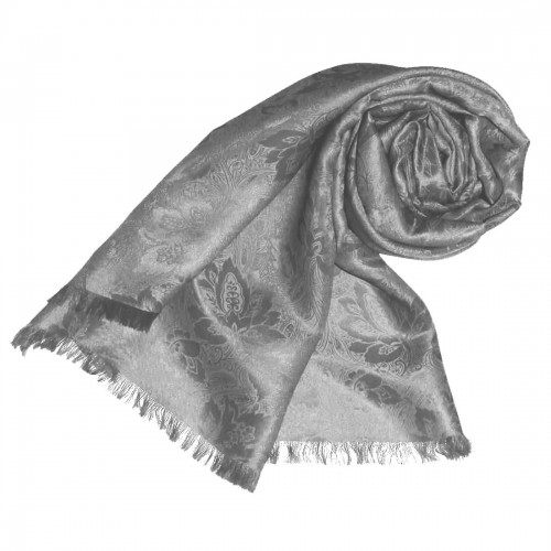 Lorenzo Cana Shawl Viscose Silk Paisley Silver For Men LORENZO CANA