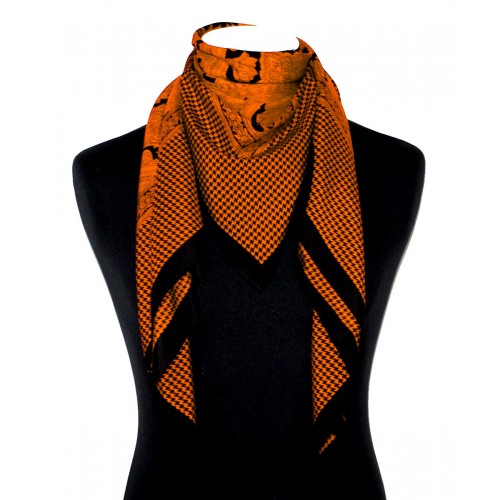 lorenzo cana Silk Scarf Cotton Paisley Orange For Women LORENZO CANA