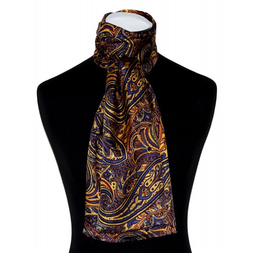 Lorenzo Cana Silk Scarf Ladies Blue Orange Gold Paisley LORENZO CANA