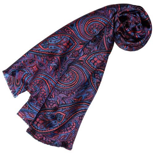 Lorenzo Cana Silk Scarf Men Purple Pink Light Blue Paisley LORENZO CANA