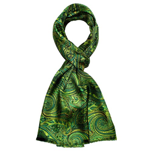 Lorenzo Cana Silk Scarf Women Green Turquoise Light Blue Paisley LORENZO CANA