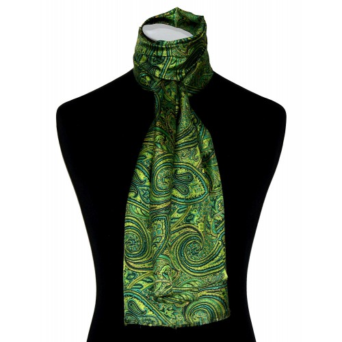 Lorenzo Cana Silk Scarf Women Green Turquoise Light Blue Paisley LORENZO CANA