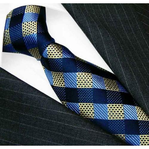 Lorenzo Cana Silk Tie Blue Gold Checked LORENZO CANA