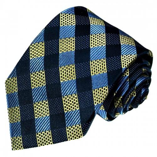 lorenzo cana Silk Tie Blue Gold Checked LORENZO CANA